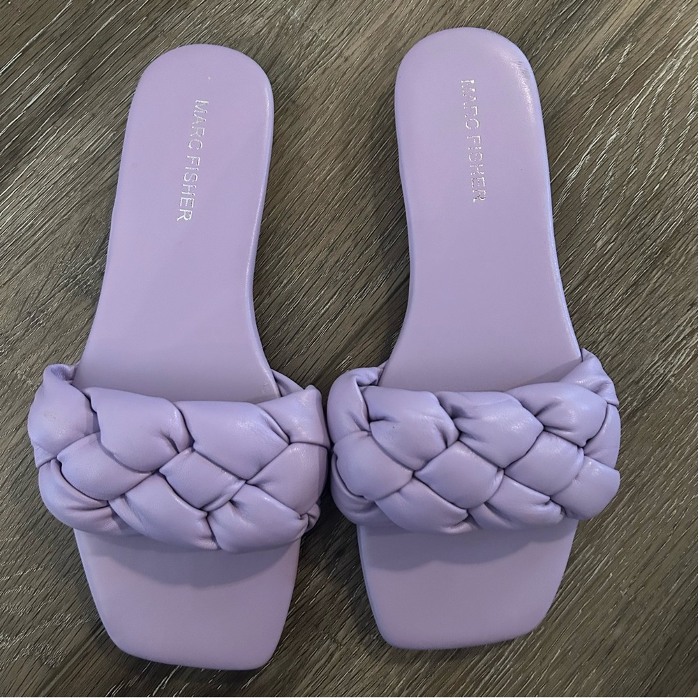Marc Fisher Folier Braided Puff Sandals Slides Flats Purple Lavender Size 8.5